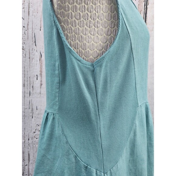 ALK Women's S Terzo Millennio Italy Teal Crochet Neckline 100% Linen Shift Dress - Picture 6 of 9